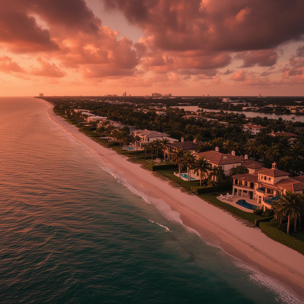 Palm Beach County, Florida — aerial coastline view at golden hour