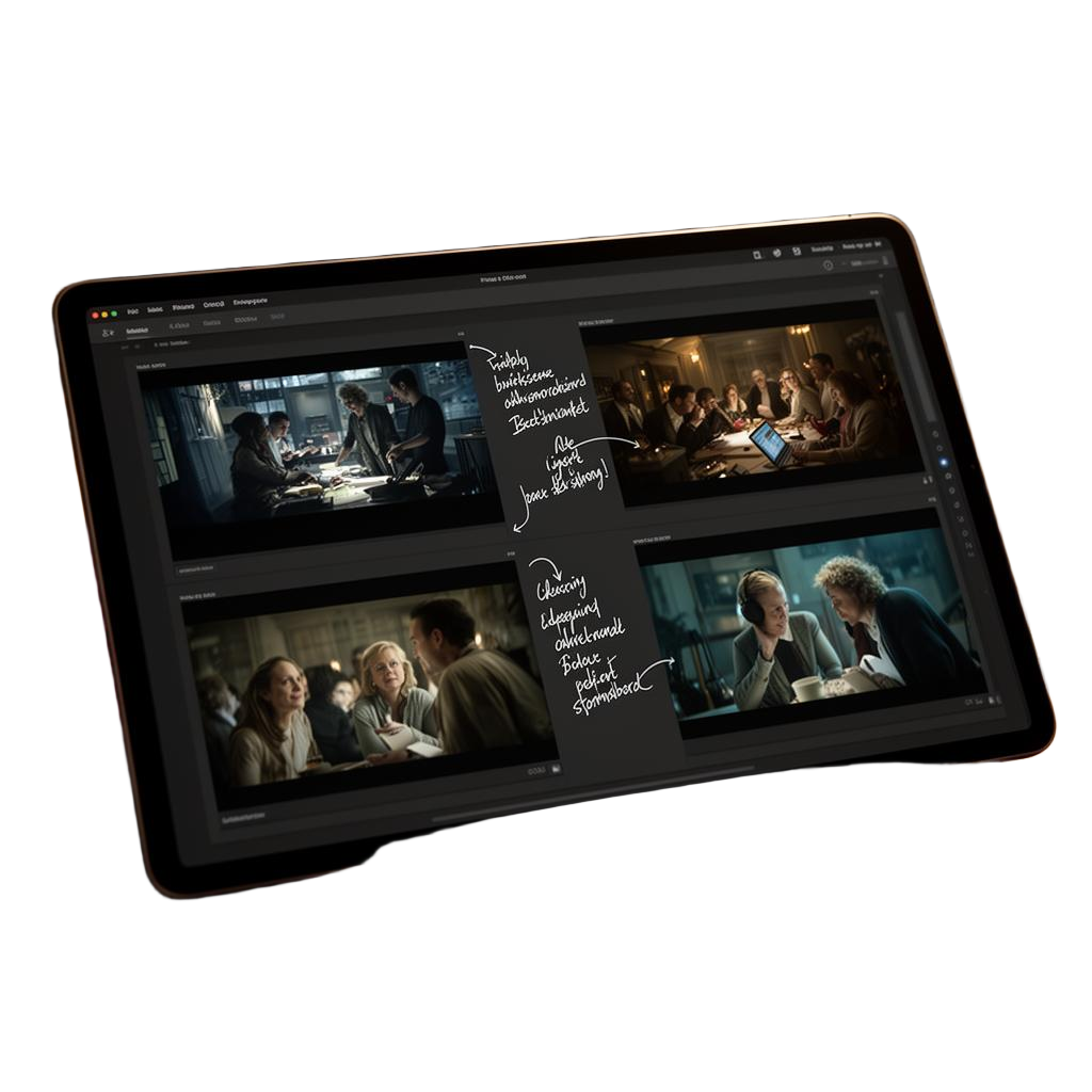 Digital storyboard frames previewing a cinematic concept